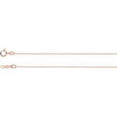 14K Rose .75 mm Rope 18" Chain